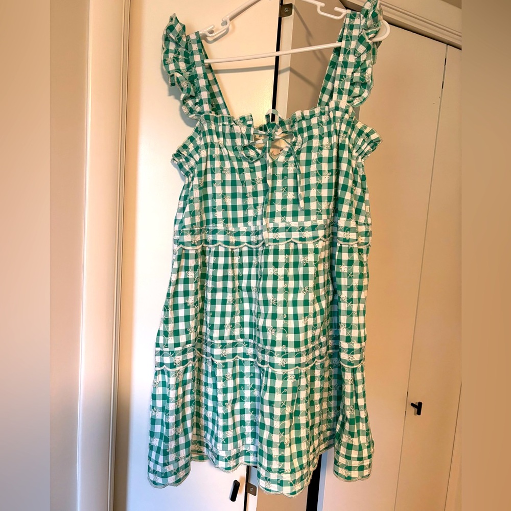 Mi Ami - Green Gingham Babydoll dress